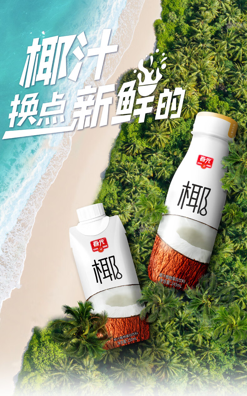橙伯乐椰子汁生榨椰汁椰奶植物蛋白饮料整箱海南特产椰子汁245mlx10瓶
