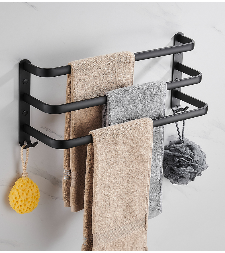 美国贝尔希(besy) 免打孔毛巾架太空铝卫生间免钉毛巾架浴巾架浴室