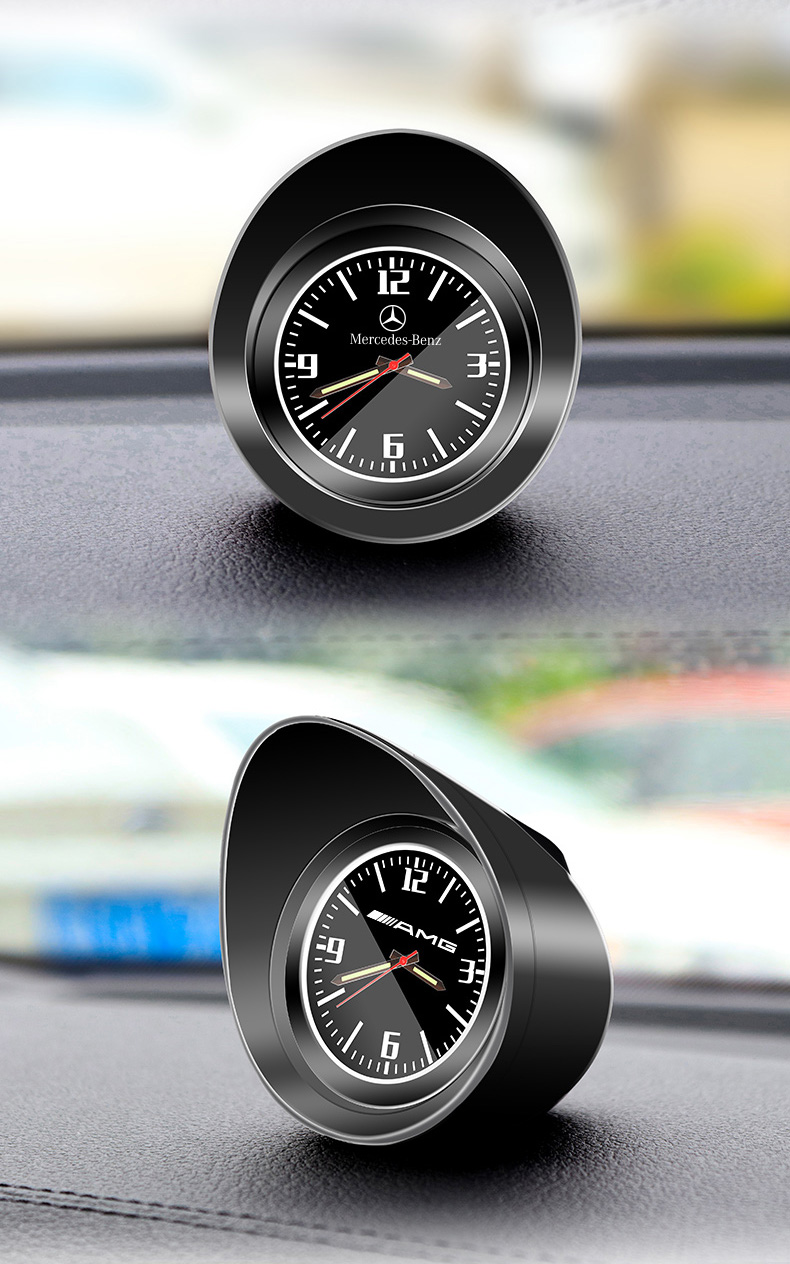 益君健 奔驰车载时钟夜光 汽车车用中控仪表台时钟表摆件装饰品 新款