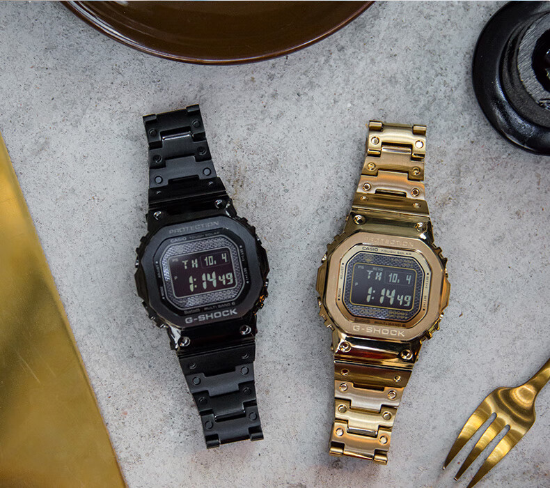 卡西欧(casio)手表g-shock小方块金砖银砖六局电波太阳能动力多功能小