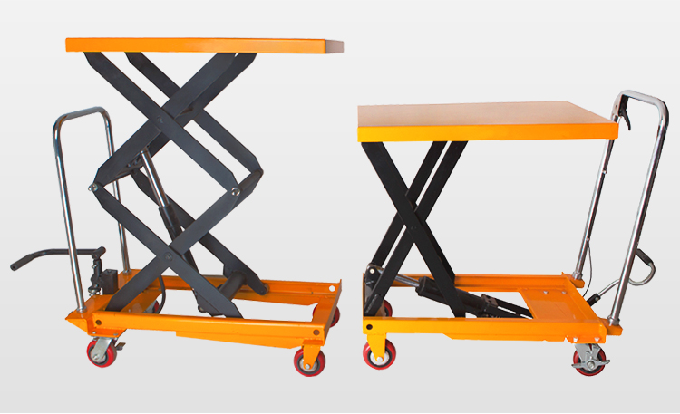 新越昌晖可移动式手动液压平台车升降机小型手推车脚踏升降平台车1吨