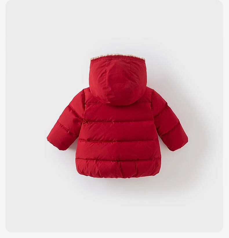 DAVE & BELLA Girls' Down Jacket Winter Waterproof Thickened Coat Baby New Year Red Clothing 10