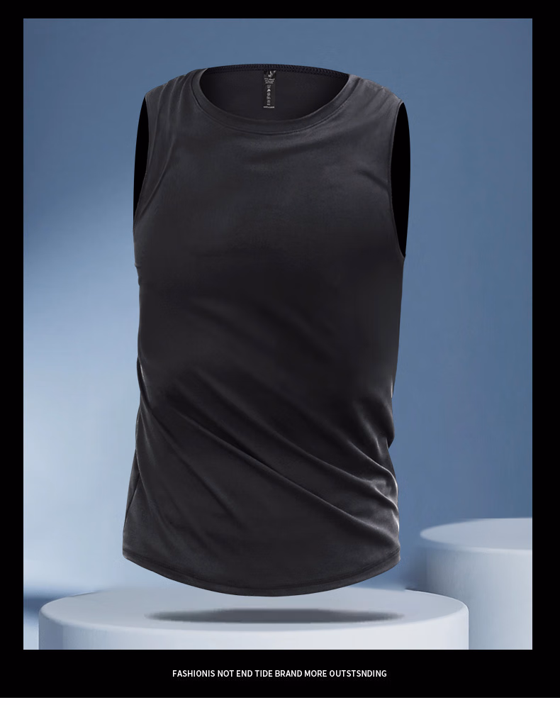 Running Vest Men's Quick-drying Sports Sleeveless T-shirt Summer Ice Silk Breathable Basketball Track And Field Training Clothes Fitness Clothes_viptrois.com