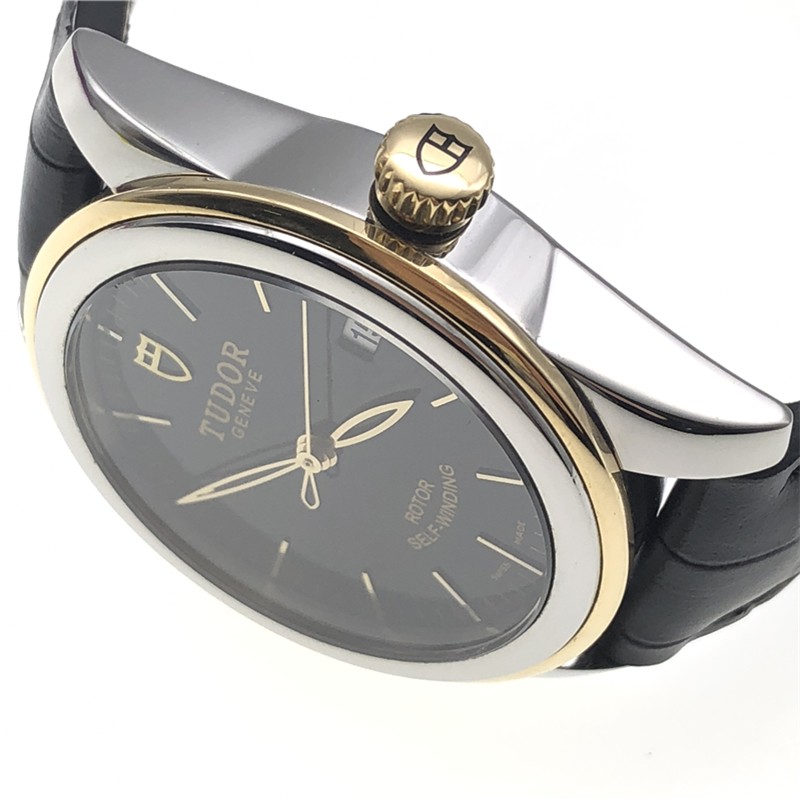 【二手95新】帝舵tudor骏珏皮带男表55003自动机械黑面日历奢侈品二手