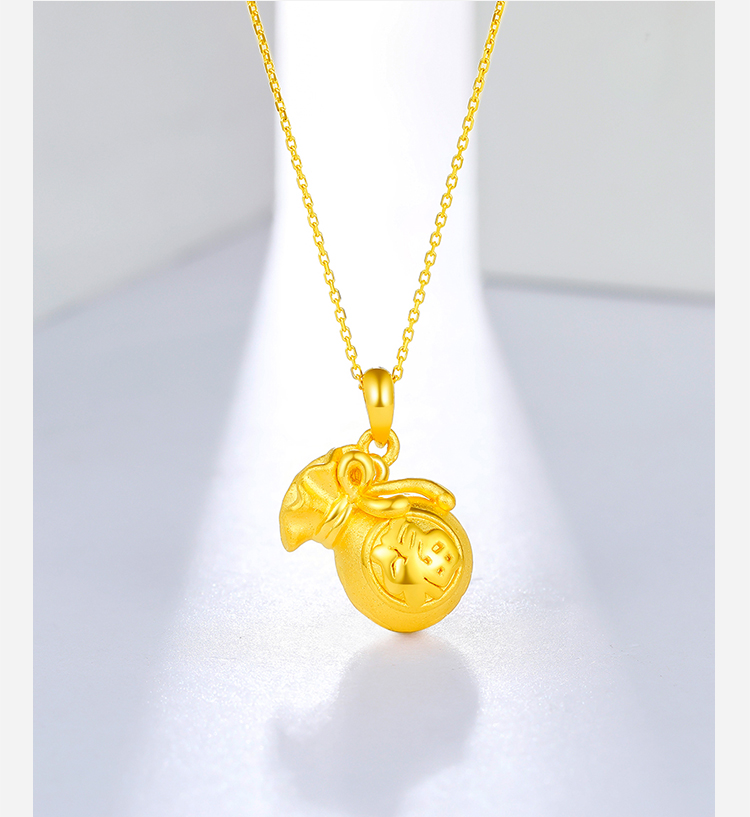 周六福珠宝 3d硬金足金福袋黄金吊坠女款 定价ad042844 不含链 约1.8g