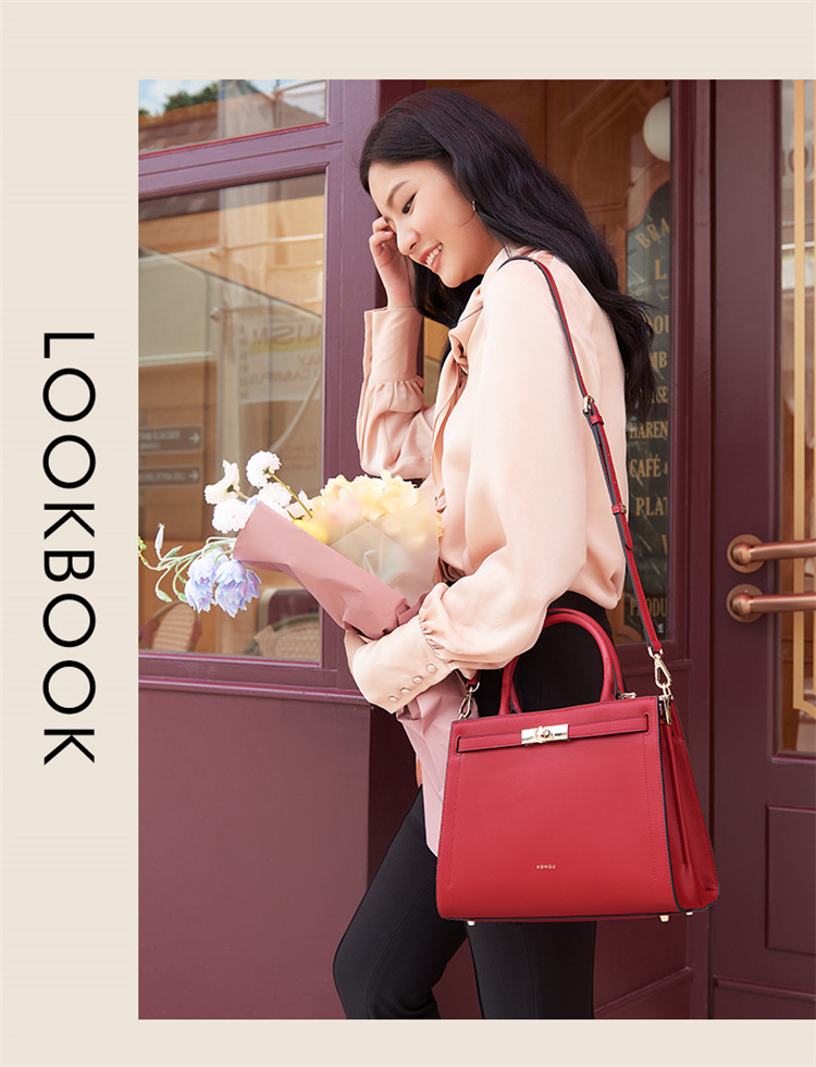 HONGU Women's Handbag, Elegant And Stylish Tote Bag, Cowhide Shoulder Bag with Large Capacity, Suitable for Hand-Holding Or Crossbody Use, Birthday Gift for Girlfriend 5