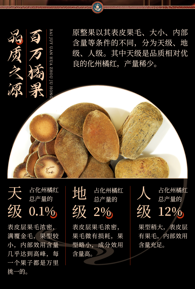 地级皇2mm金毛胎果皮500g化橘红皮正宗陈年化州橘红橘红片陈皮玻璃