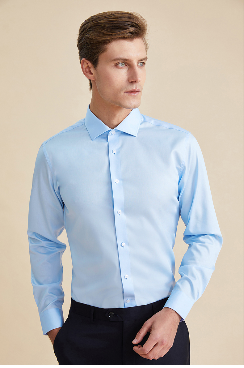 guillaumedemons衬衫男纯棉免烫长袖条纹温莎领商务内搭上衣男士衬衣