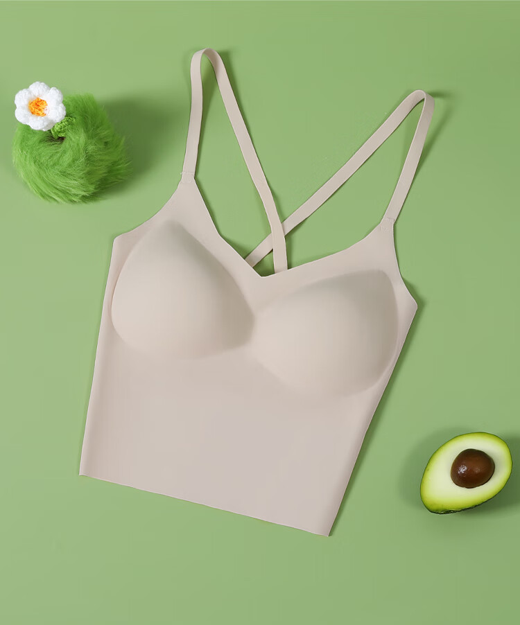 Hodo Women's Tank Top, Summer Cool Seamless Ice Silk Comfortable Fitted Bra Camisole One-Piece, Skin-Friendly, Size 165 12