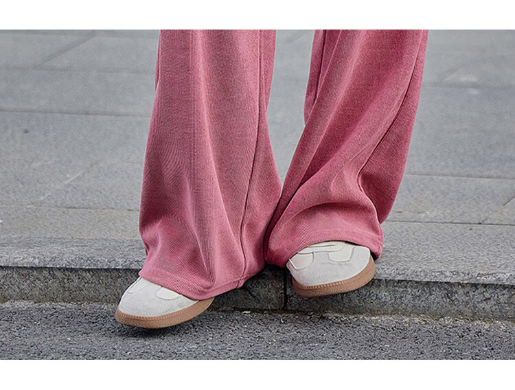 Dme Hollow Design Side Zipper One-Button Sensual Straight-Leg Casual Pants for Women, Bean Paste Pink, L 17