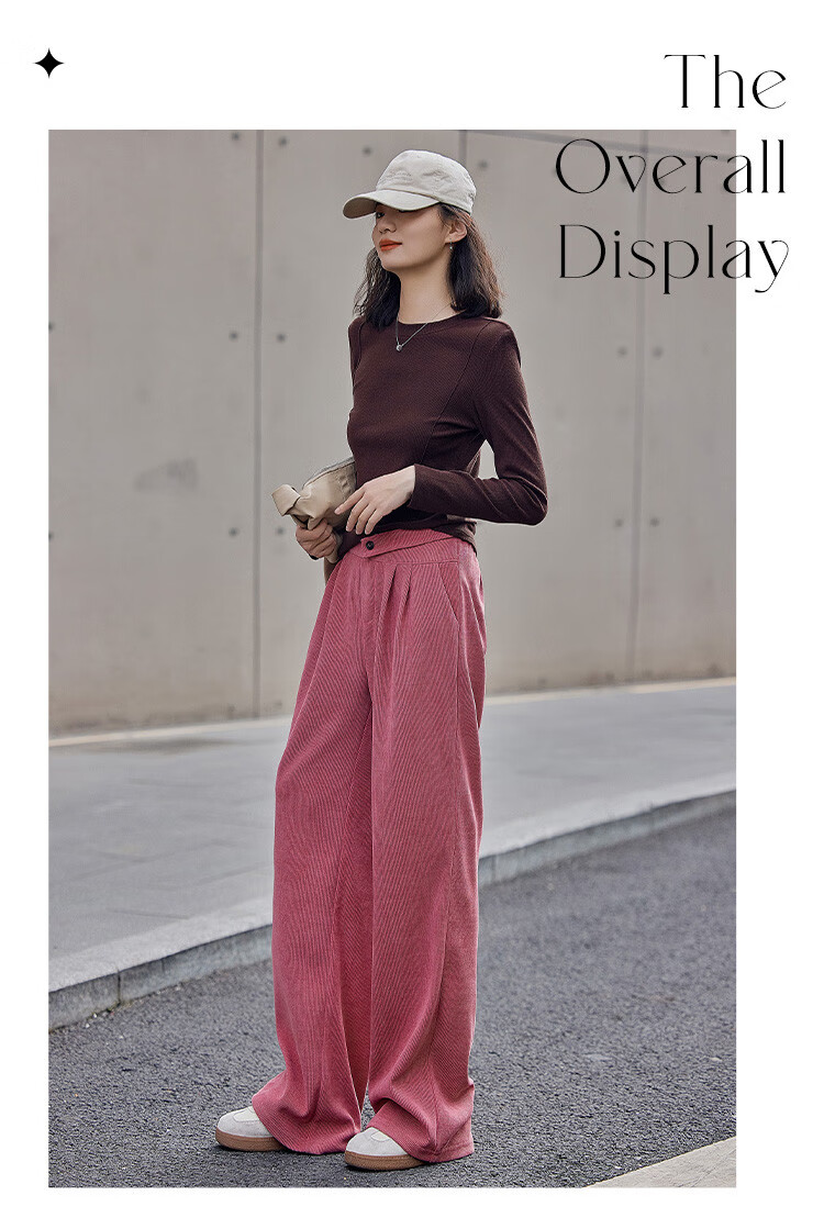Dme Hollow Design Side Zipper One-Button Sensual Straight-Leg Casual Pants for Women, Bean Paste Pink, L 5