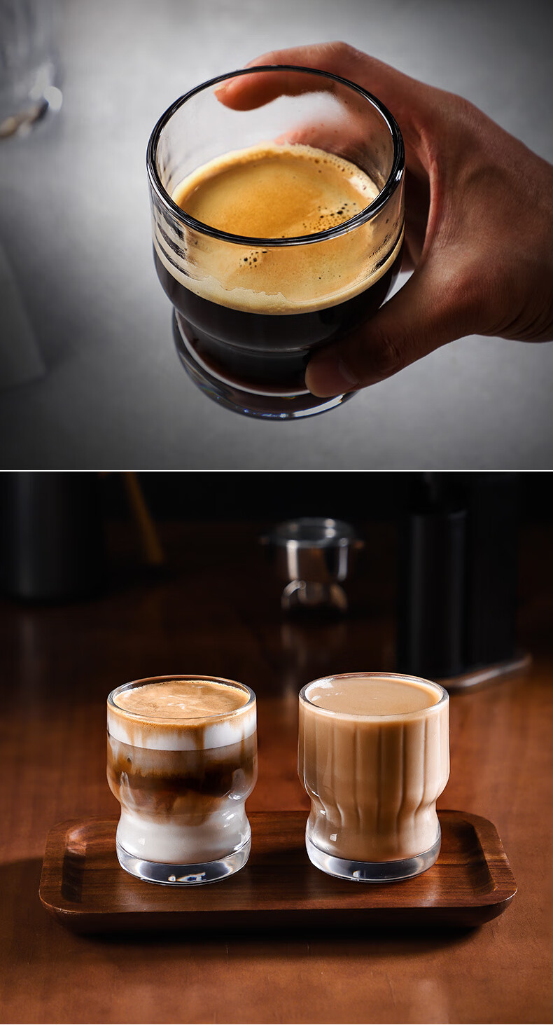 Bincoo Black Knight Glass Cup for Latte, Iced Americano, Milk, Special Cocktail, Coffee, Heat-Resistant Mug with Latte Art 13