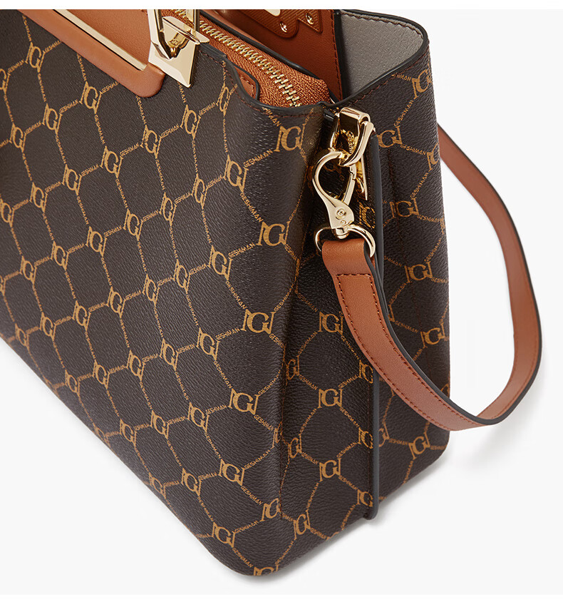 Geshiman Fashion Versatile Classic Pattern Middle-aged Mom Shoulder Bag Crossbody Bag Birthday Gift 7268 Coffee Color 6