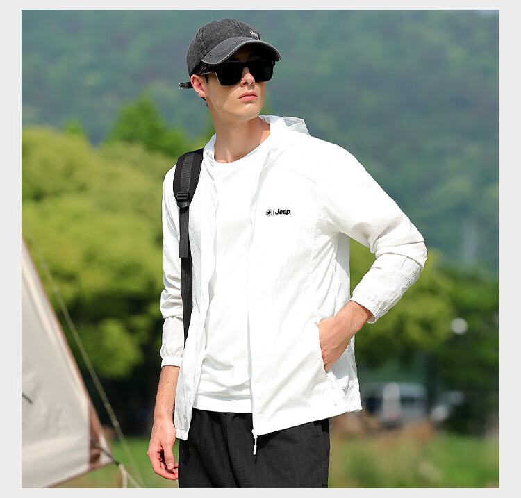 JEEP [Lightweight Sun Protection] Summer Breathable Skin Coat Outdoor Casual UV-Resistant Jacket for Men, Dark Gray, M 8