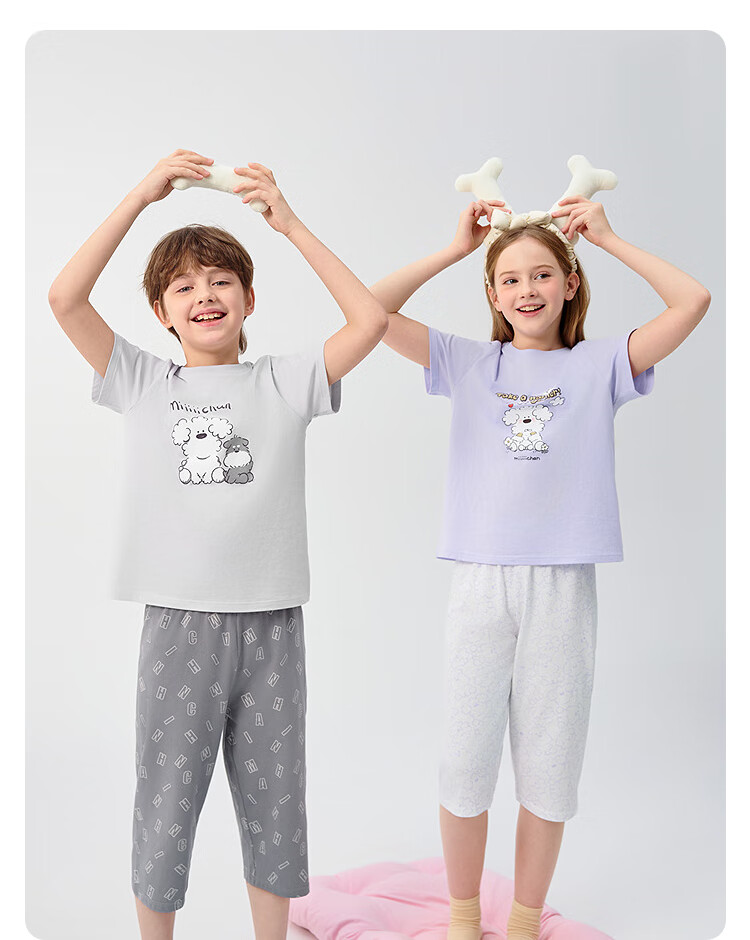 BALABALA Pajama Set for Boys And Girls, Home Wear, Air Conditioning Clothing, Summer Style [Miiichan IP] 209225171208 18