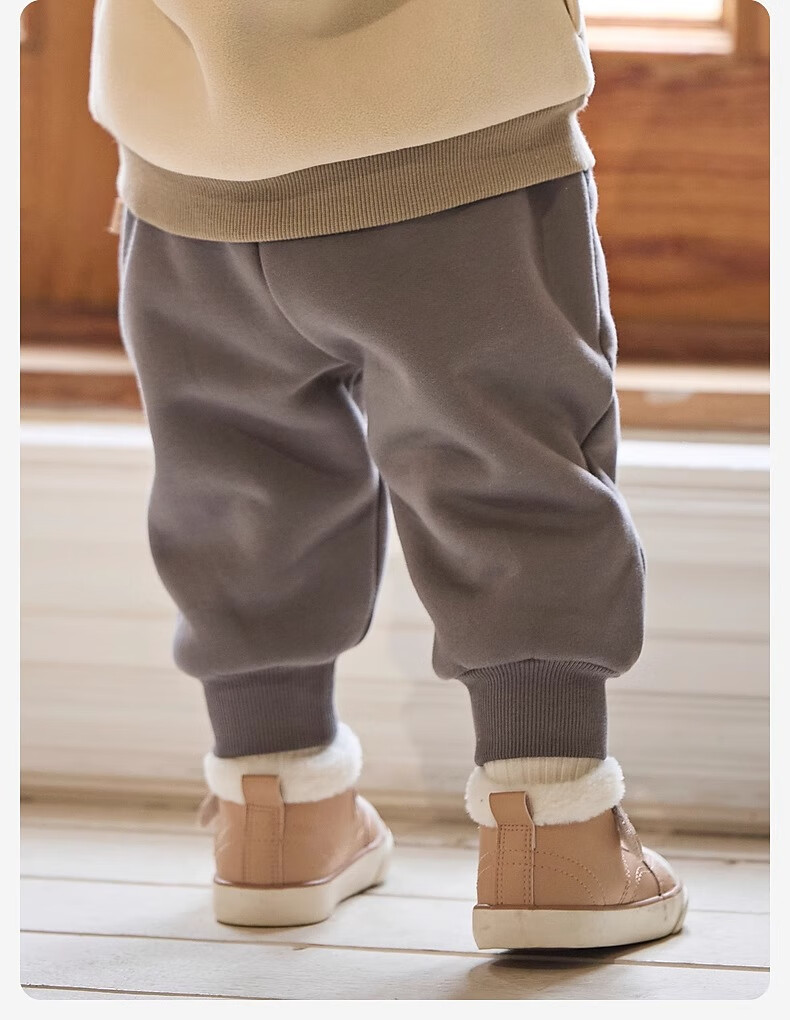 DAVE & BELLA Children's Pants Winter Wear, Fleece-Lined Trousers for Baby Girls, Casual Pants for Boys, Long Pants for Kids 6