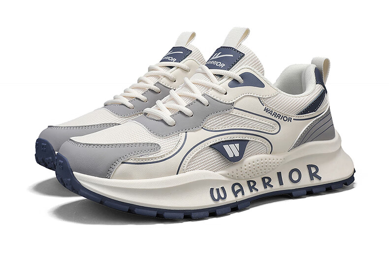 Warrior Men's Summer Breathable Shoes Thick Sole Height Increasing Casual Shoes L146C Gray Black Size 44 19
