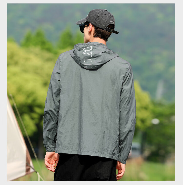 JEEP [Lightweight Sun Protection] Summer Breathable Skin Coat Outdoor Casual UV-Resistant Jacket for Men, Dark Gray, M 7