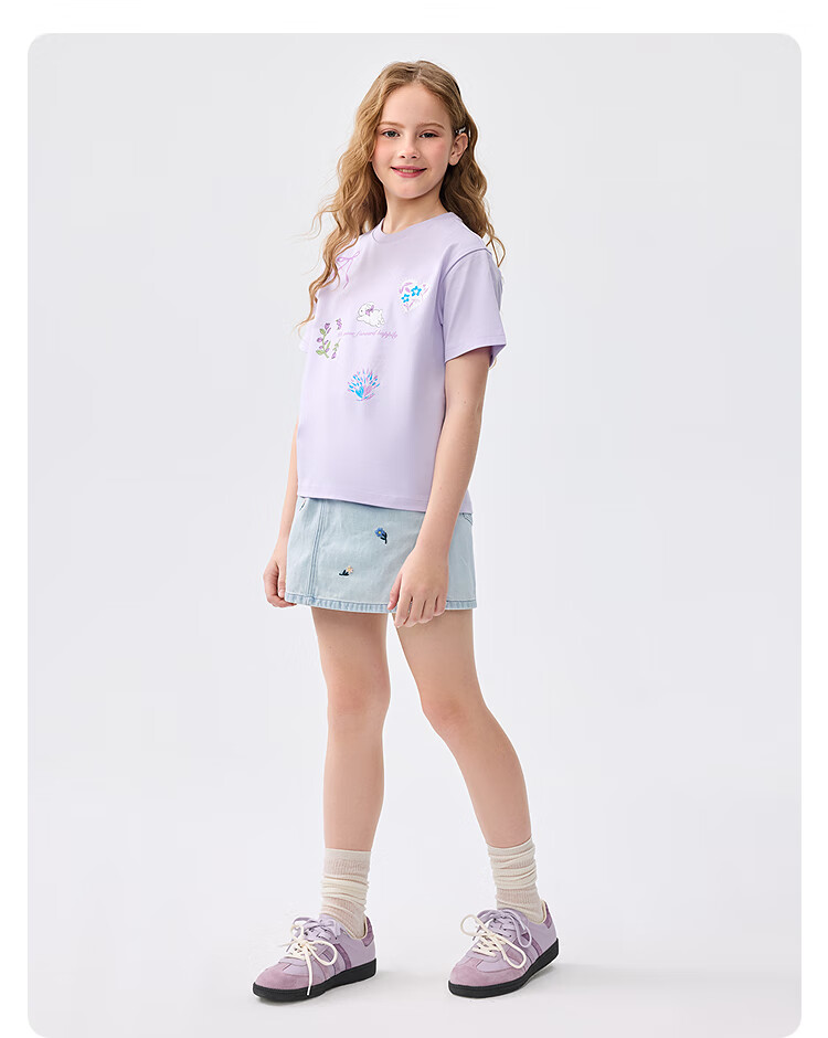 BALABALA Children's Clothing Girls' Shorts Summer 2025 All-Cotton Denim Casual Embroidered Puff Skirt 208225110004 17