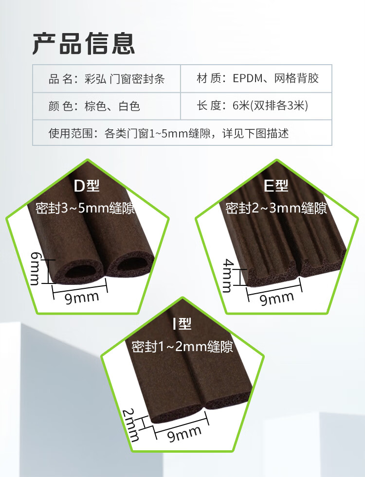 Caihong I-Type Self-Adhesive Door and Window Seal Strip White Anti-Theft Door Wooden Frame Gap Windproof Bedroom Soundproofing Tool 2