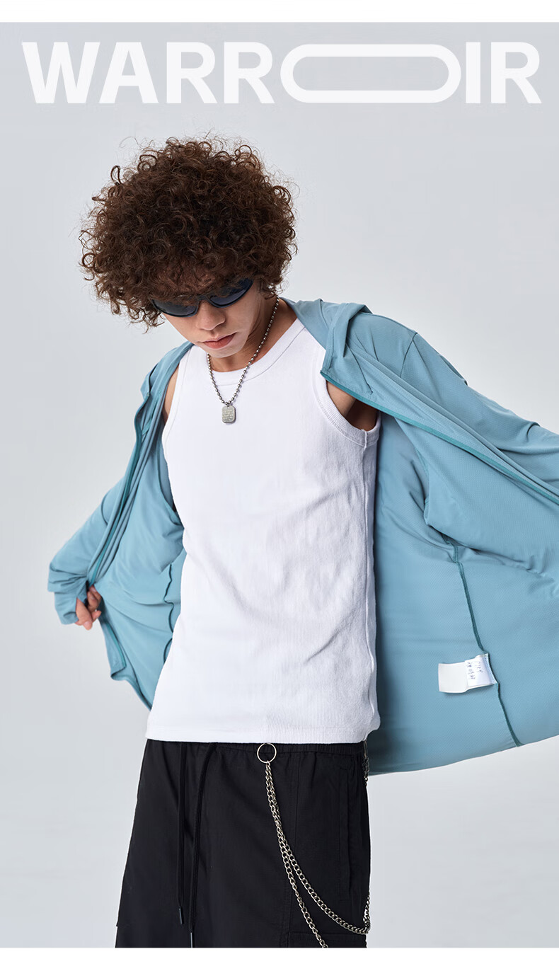 Warrior Ice Silk Sun Protection Jacket for Men, Summer UV Protection, Moisture-Wicking Quick-Dry Skin Coat, Hooded Cool Casual Fishing Wear for Men A 16