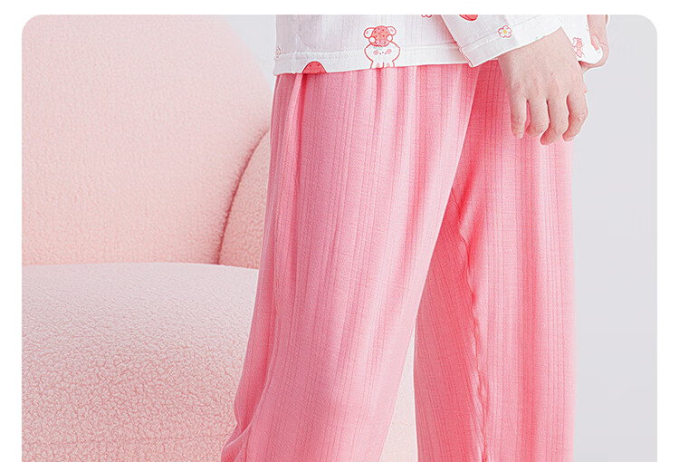 DEESHA [Ice Silk Smooth] Girls' Thin Long-Sleeve And Pants Pajamas, 7A Antibacterial Air Conditioning Wear, Children's Loungewear 9
