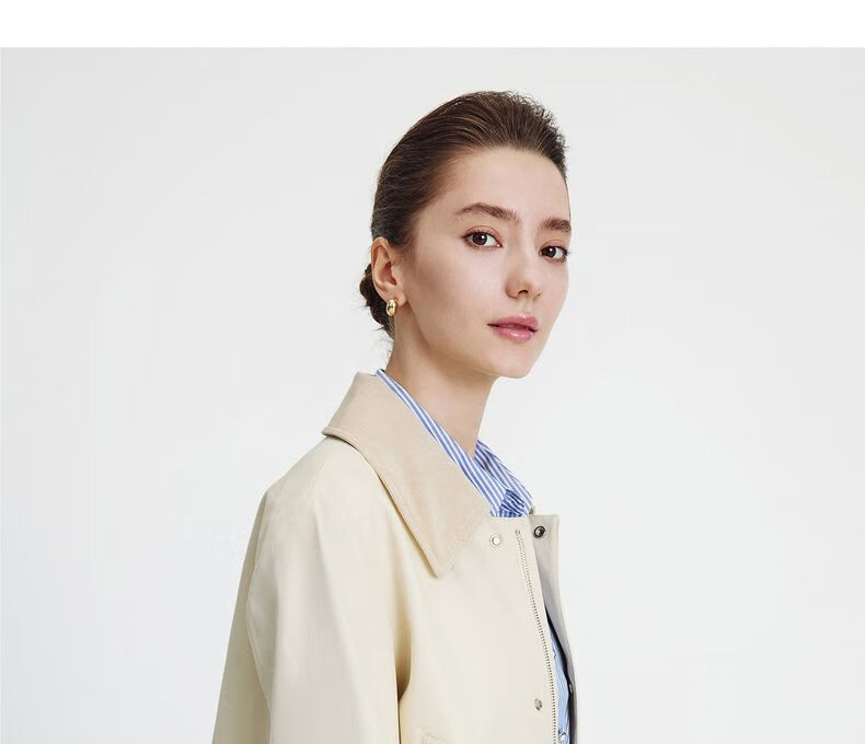 Navy Sail Italy Women's Short Workwear Trench Coat Full Cotton Barn Style Jacket 2331505501 White M 29