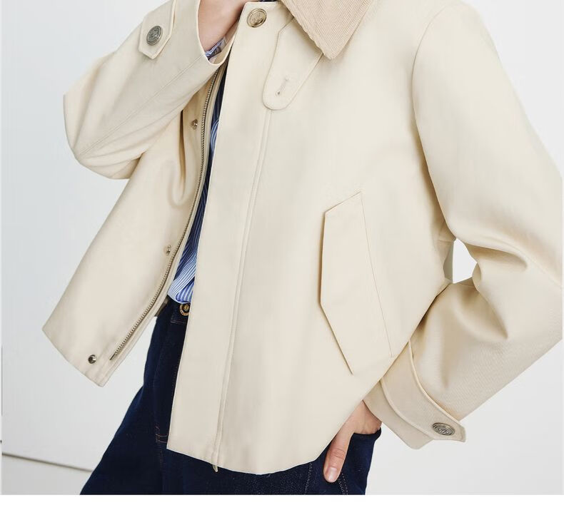 Navy Sail Italy Women's Short Workwear Trench Coat Full Cotton Barn Style Jacket 2331505501 White M 28
