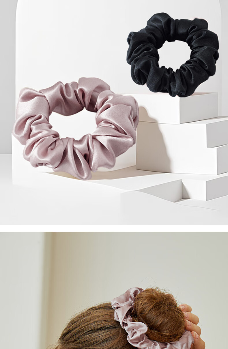 Sangshang 19mm 100% Mulberry Silk Hair Ties Large Scrunchies Hair Bands Elastic Birthday Gift Set of 3 Jiying Fuman 3