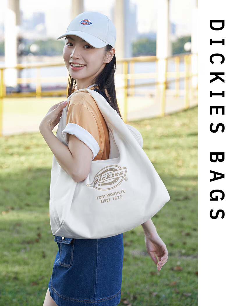 Dickies Denim Blue Large Capacity Shoulder Tote Bag Travel Commuter Casual Women's Bag 10