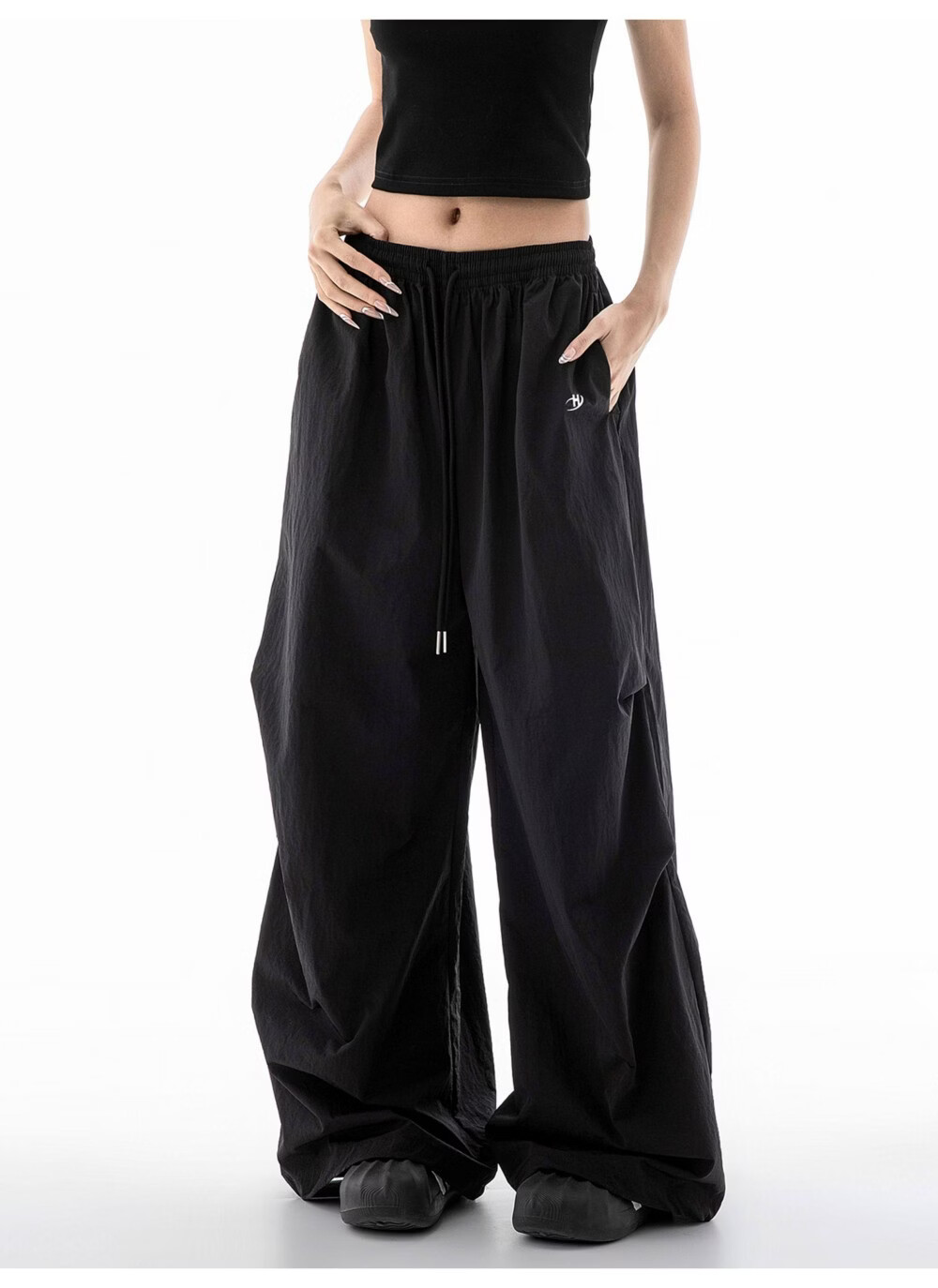 ICH MODE Women's American Style Summer Loose Lightweight Paratrooper Cargo Pants Straight Wide Leg Casual Pants Gray M 12