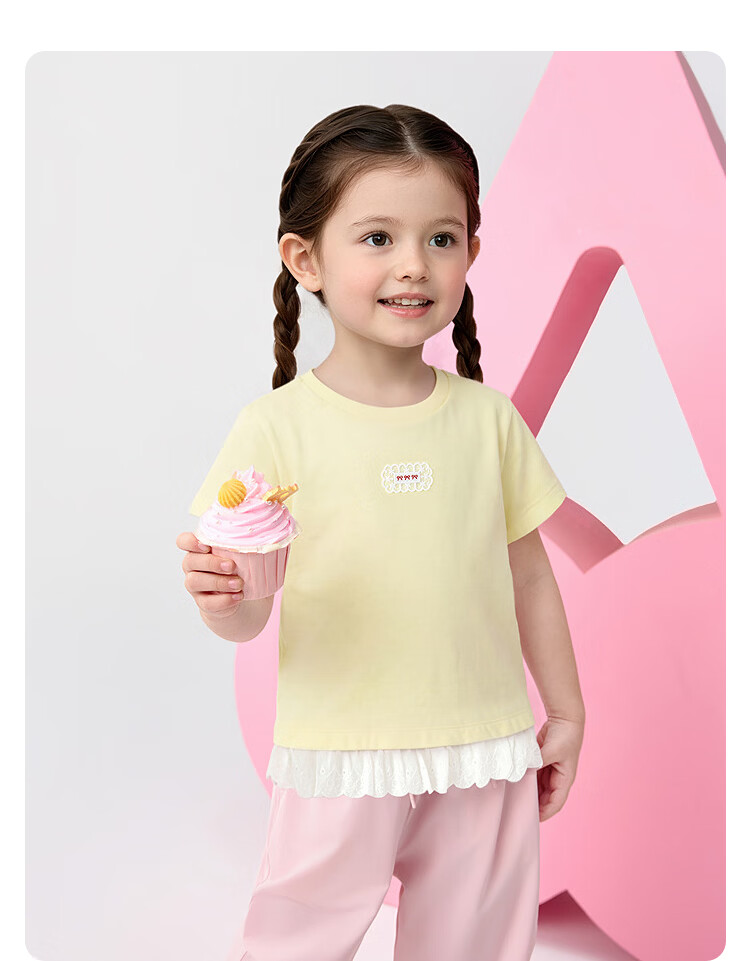 Balabala [balaOne] Kids Short Sleeve T-Shirt Girls 2026 Summer Simple and Exquisite Top 12