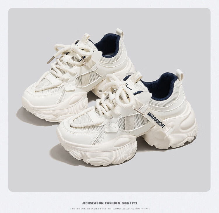 Warrior Dad Shoes Women Thick Sole Height Increasing Lightweight Breathable Casual Sports Shoes 335 Black Size 35 13