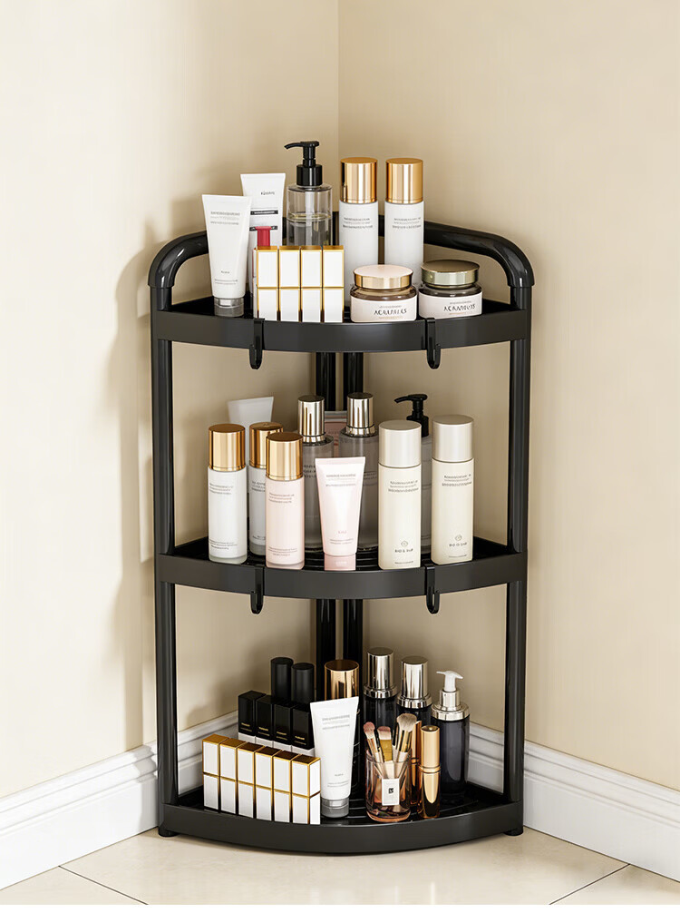 Ouranzo Bathroom Corner Shelf Kitchen Bathroom Storage Rack 3-Tier Triangular Floor Stand 8