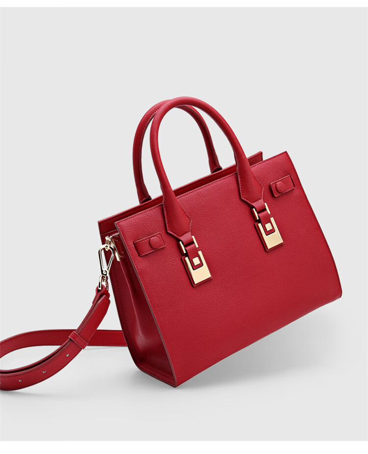 【红谷红谷单肩手提斜挎包】红谷包包女款通勤手挽斜挎包牛皮单肩包