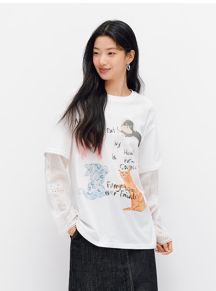 Semir Mall Edition | Women's Summer Long Sleeve T-Shirt Oversize Fake Two-Piece 2026 Unique Style 101326101001 14