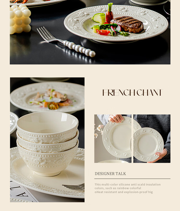 Yomerto Ceramic Dinnerware Set with Underglaze Color Bowls and Plates, High-Quality Home Tableware for Weddings and Housewarming 5