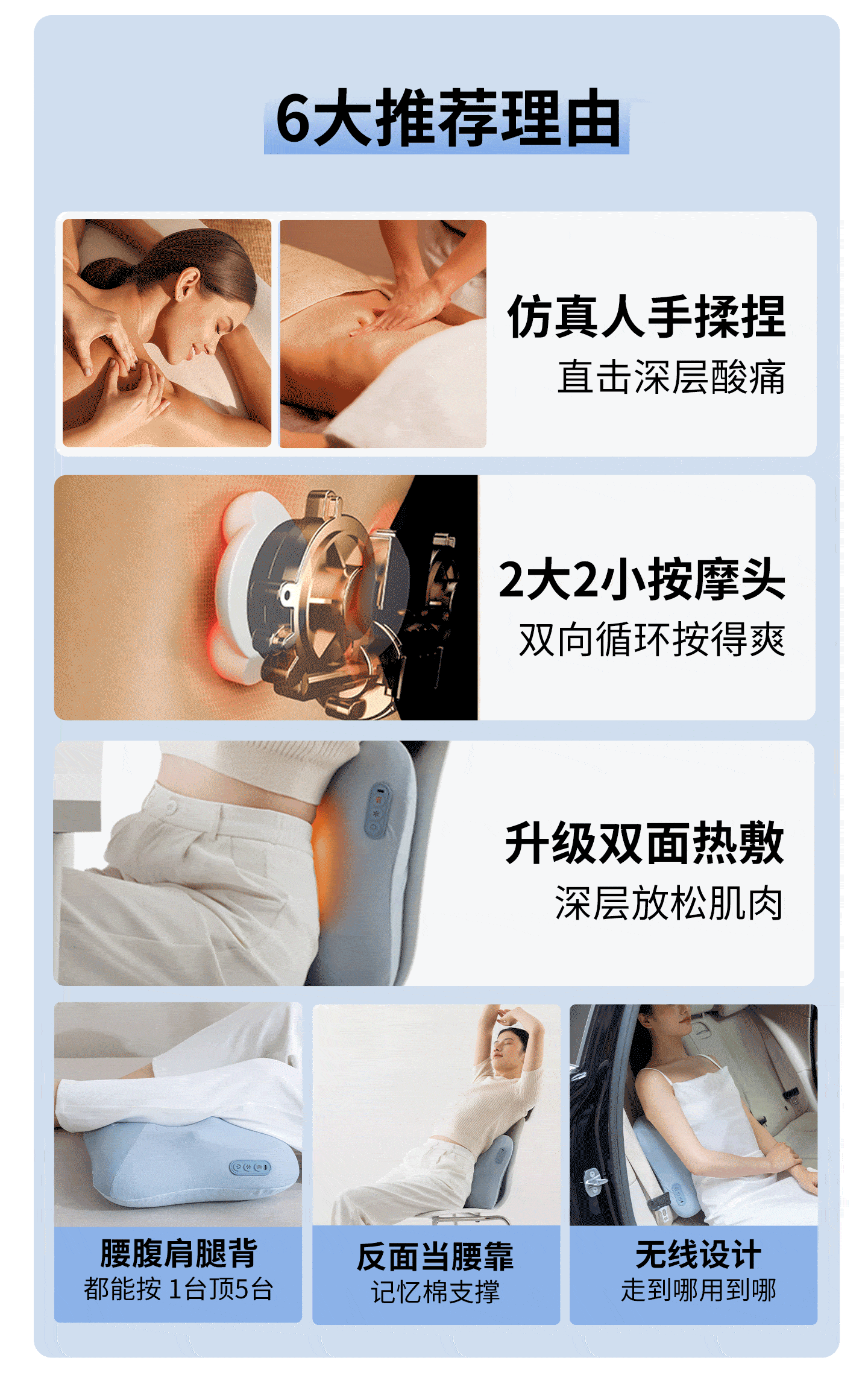 Miaojie M10Pro Waist Massager Shoulder Neck Leg Back Massager Adjustable Massage Head Kneading Heat Home Office Chair Lumbar Pillow Multifunctional Massage Birthday Gift for Men 7