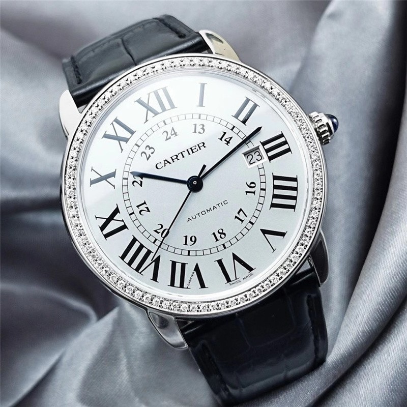 二手95新卡地亚手表伦敦solo系列自动机械男腕表石英后镶钻二手钟表