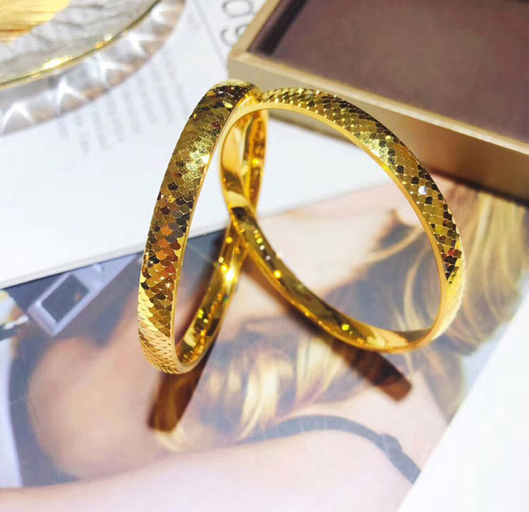 老凤凰黄金手镯女款时尚亮面金镯子999足金cnc工艺3d硬金手镯手环