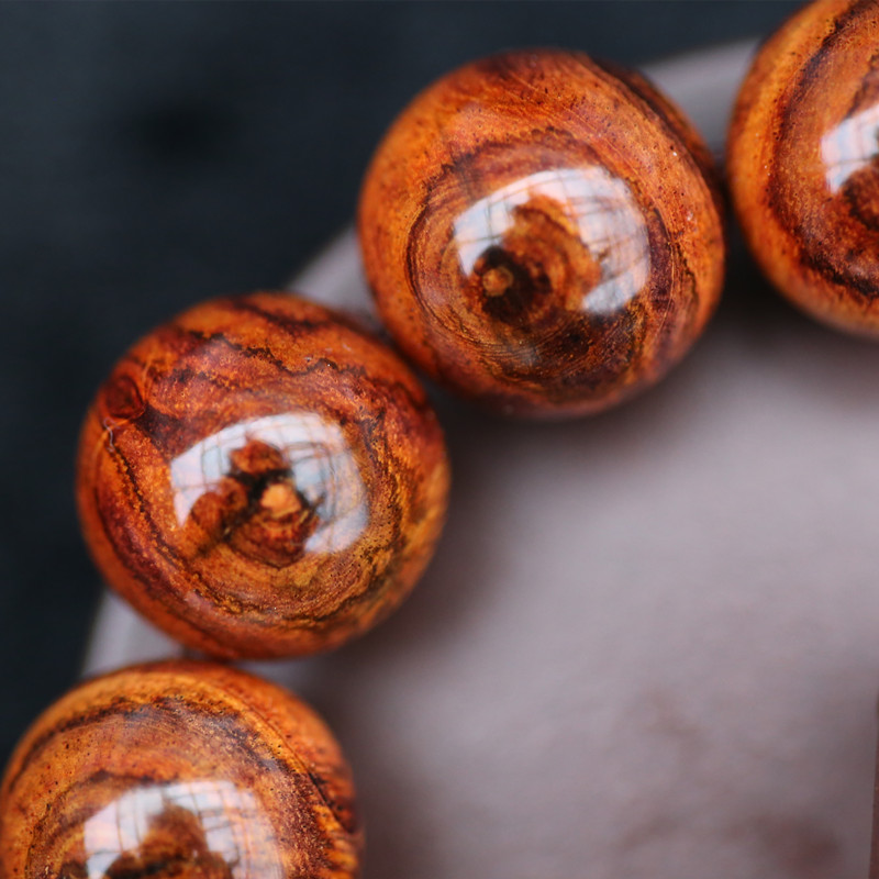 紫辰檀正宗海南黄花梨手串对眼鬼脸纹文玩佛珠男士款降香黄檀木商务