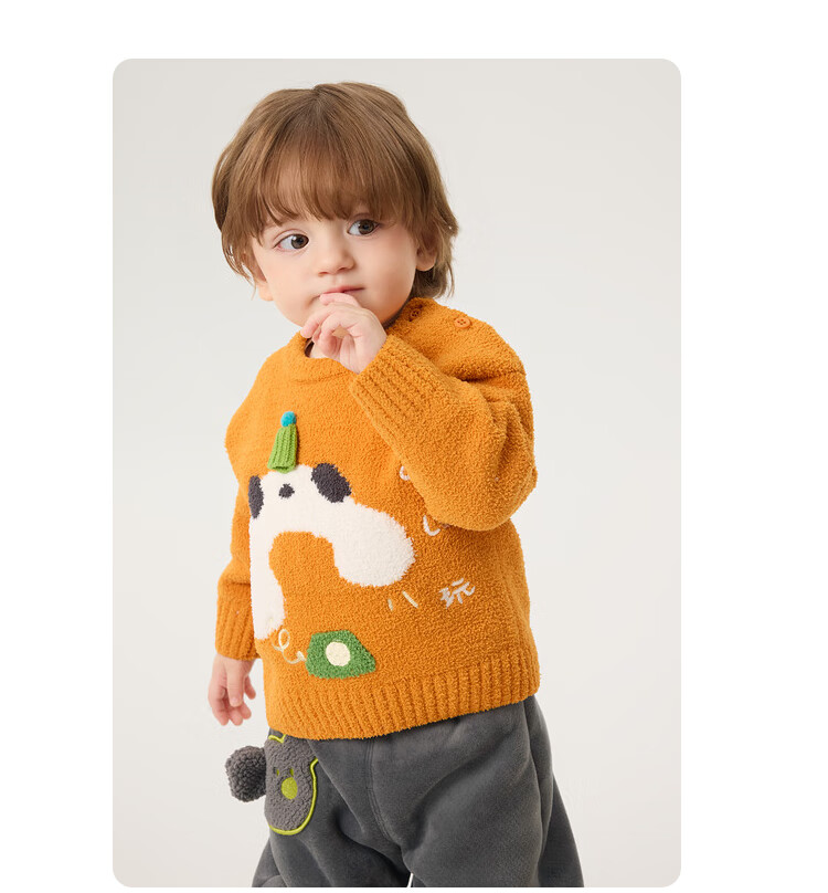 BALABALA Children's Clothing, Baby Sweater, Infant Knitwear, Boys' And Girls' Winter Wear, Round Neck Sweater, Fashionable Top, Knitted Sweater, Cute 11