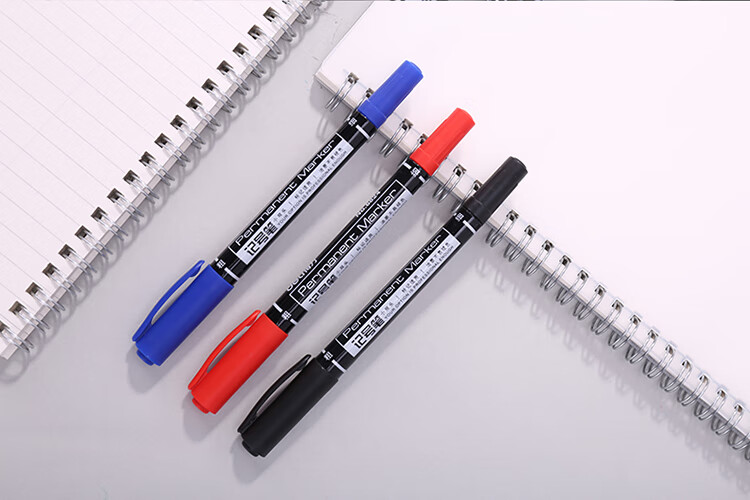 得力deli细杆双头多用物流油性记号笔勾线笔会议签字笔马克笔黑色12支