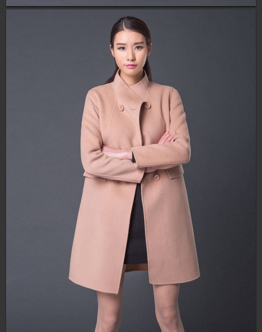 帕什 2016新品首发 欧美女士时尚中长款毛呢大衣 双面毛呢大衣 OS02 紫红 XL