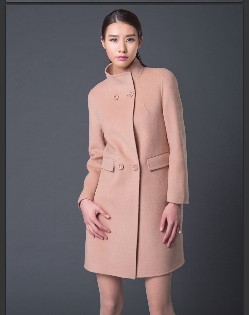 帕什 2016新品首发 欧美女士时尚中长款毛呢大衣 双面毛呢大衣 OS02 紫红 XL
