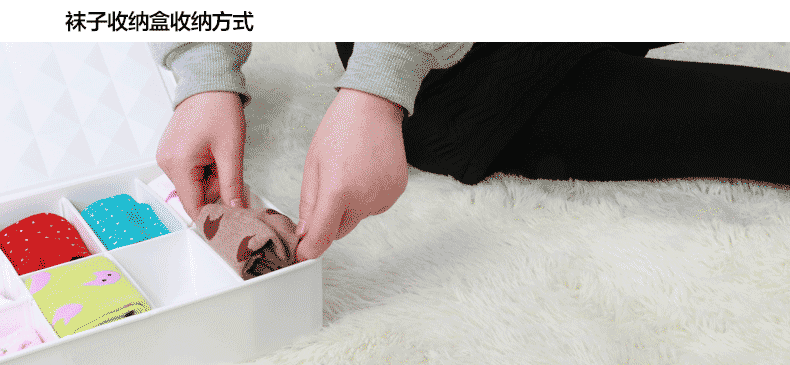 收纳博士 加厚塑料内衣收纳盒袜子内裤整理盒收纳箱套装 内衣收纳盒3件套带盖子 蓝色