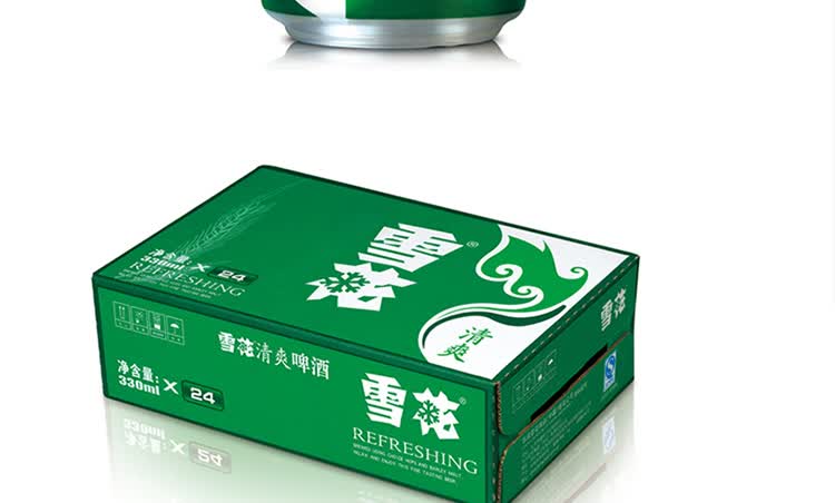雪花啤酒清爽8度330ml听装1*24纸箱