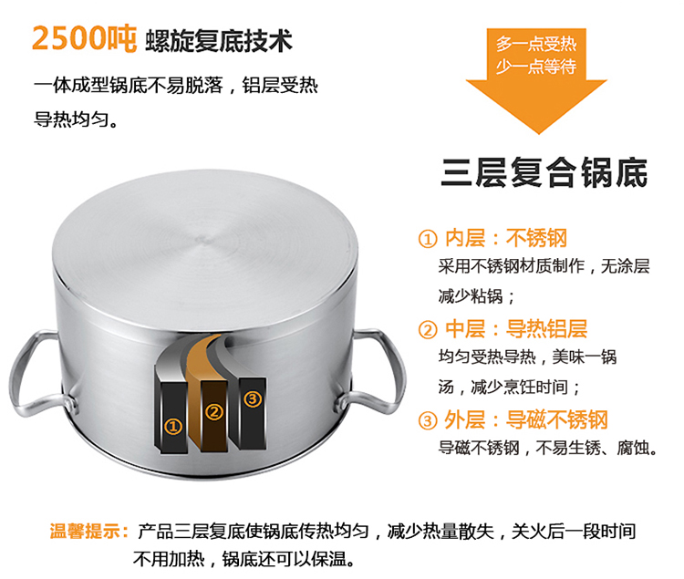 拜格BAYCO 24CM不锈钢复底双层直角蒸锅BG1013
