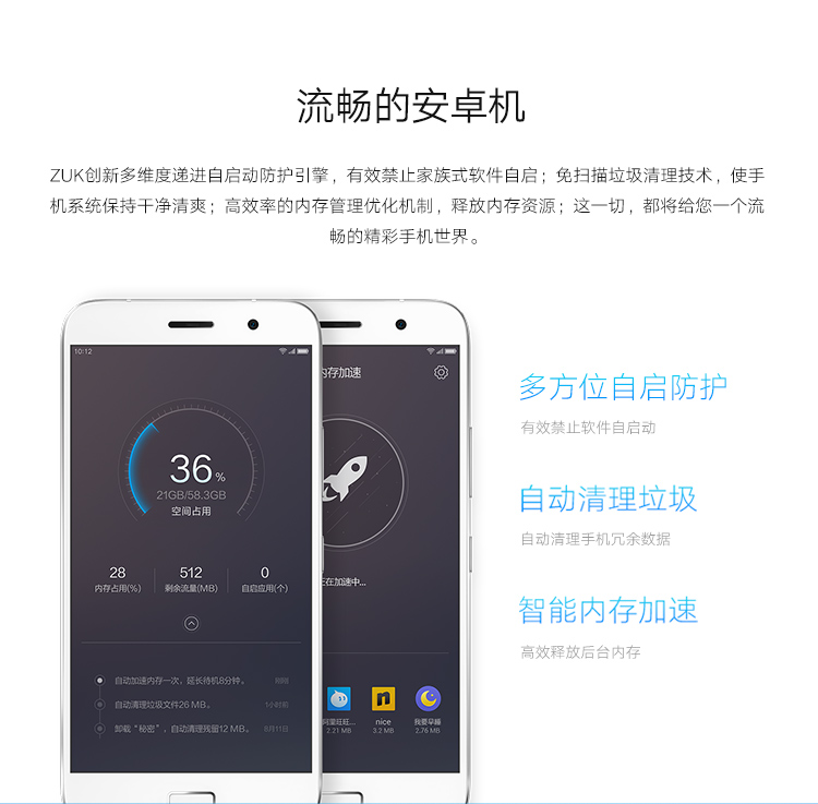 
                                        联想 ZUK手机（z1221）白色 64GB 移动联通电信4G手机 双卡双待4G手机                
