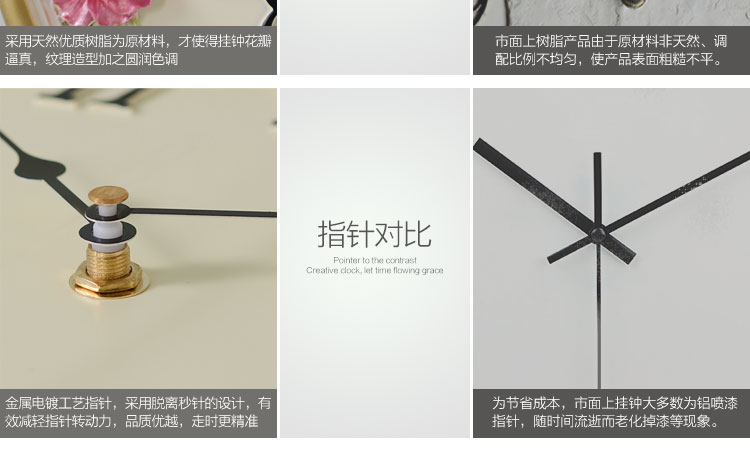 
                                        好心艺创意静音客厅挂钟 时尚田园墙壁装饰钟摇摆石英钟三色堇                
